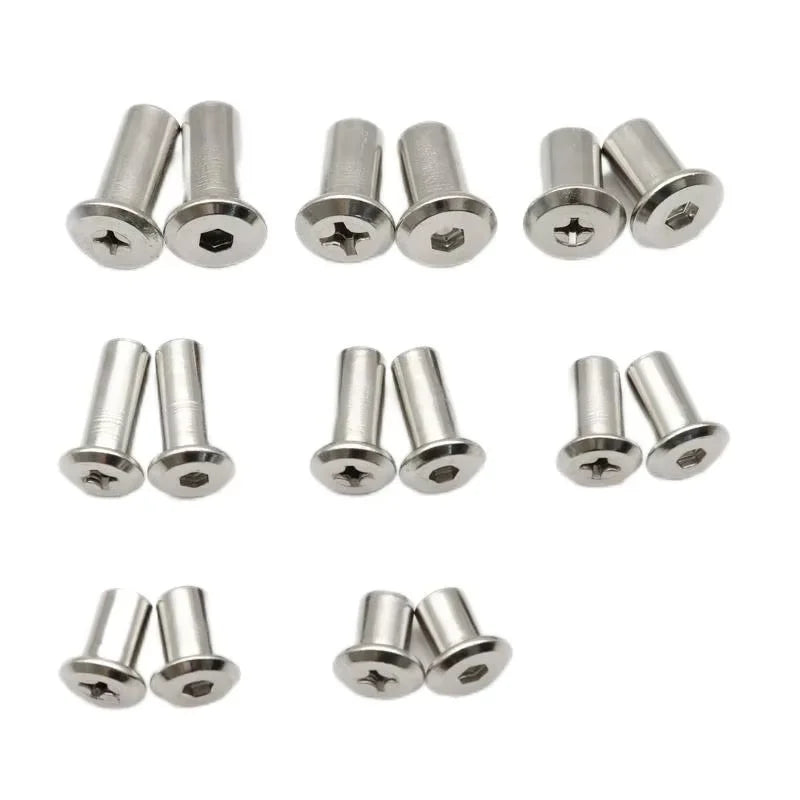 HKM-263123 Stainless Steel Hex Fasteners - Flat Head Socket Head Nuts with Barrel Connectors