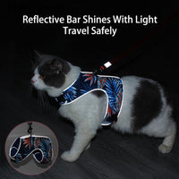 HKM-2631485 Reflective Anti-Stroke Cat Walking Harness and Leash Combo