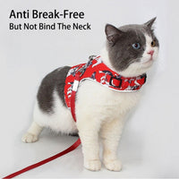 HKM-2631485 Reflective Anti-Stroke Cat Walking Harness and Leash Combo