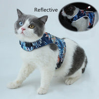 HKM-2631485 Reflective Anti-Stroke Cat Walking Harness and Leash Combo