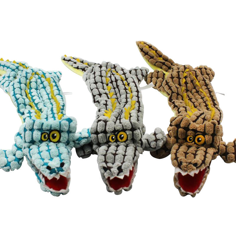 HKM-2631869 Plush Alligator Dog Chew Toy with Sound - 45CM in Blue, Gray, Brown