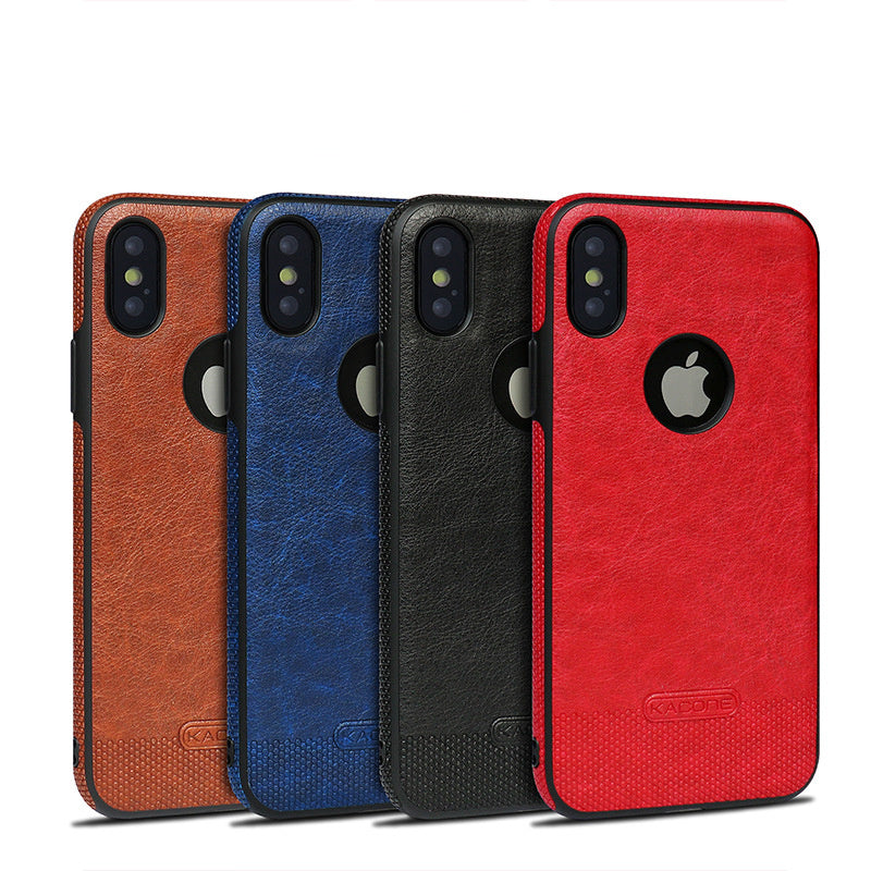 HKM-263187 Leather Mobile Phone Case for Apple Models X, XS, XR, XS Max, 6, 7, 8 Plus, 11 - All Inclusive Protection