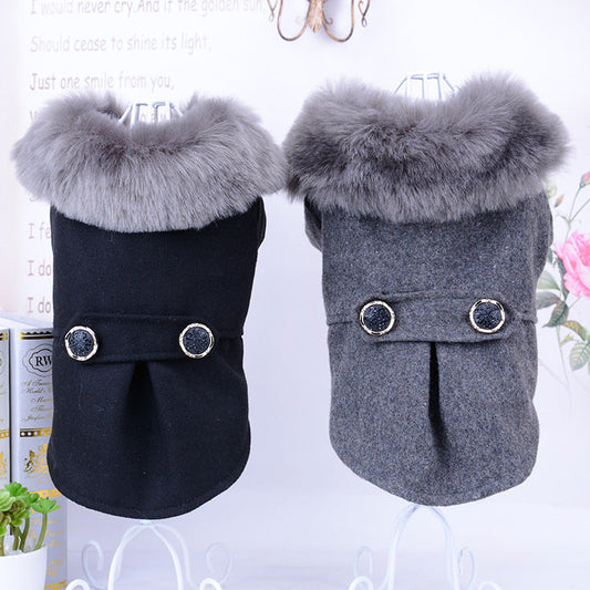 HKM-2632765 Solid Color Pet Clothing for Autumn and Winter - Sizes S to XXL in Black and Gray