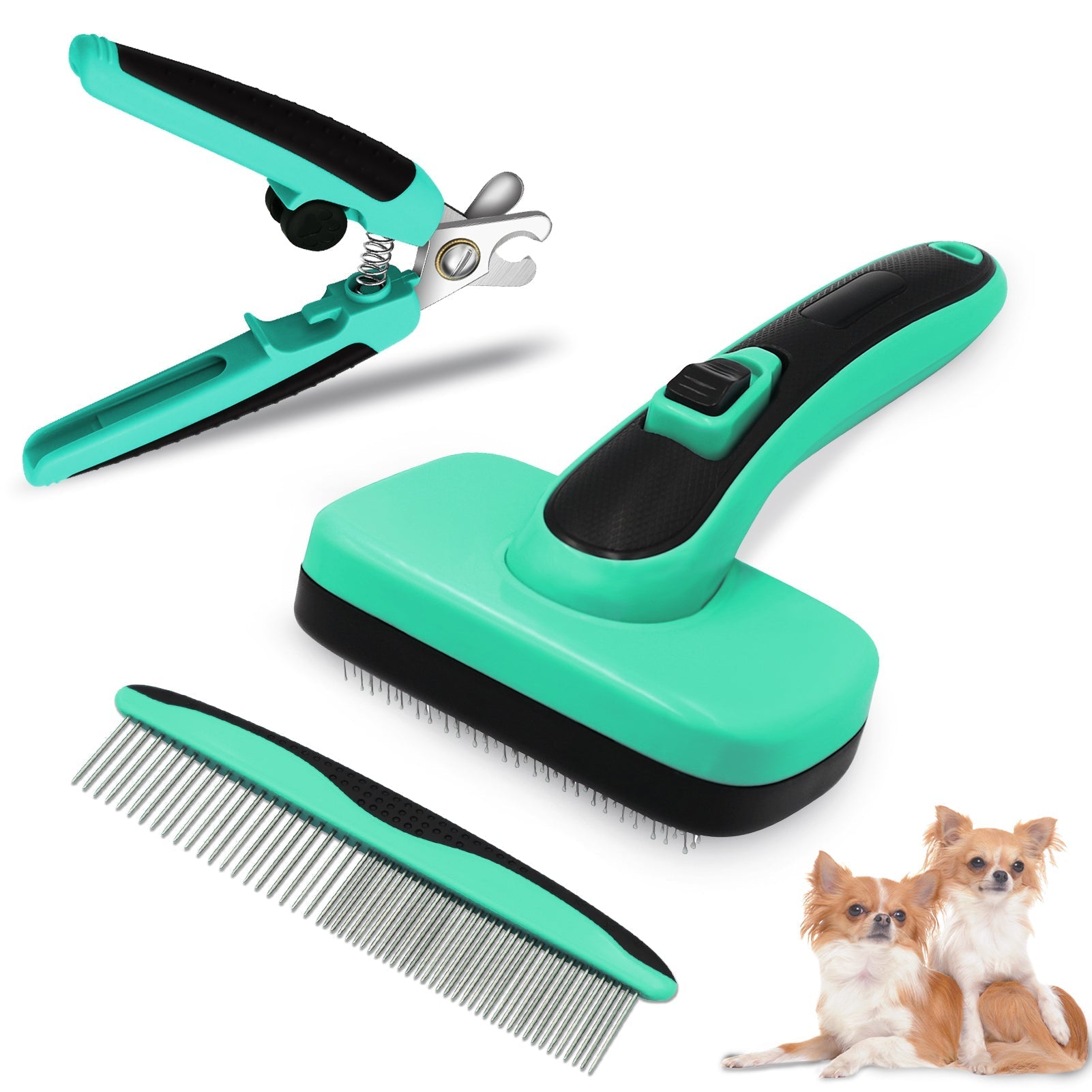 HKM-2633789 Retractable Pet Brush with TPR, ABS, and Stainless Steel Needle for Effective Hair Removal