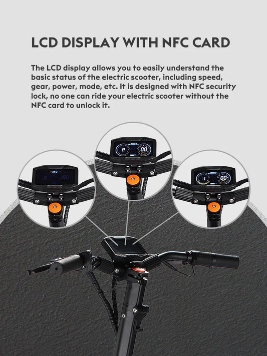 HKM-263443 Powerful 2000W Adult E-Scooter, Foldable, 52V 18.2Ah, Waterproof, Full Suspension, 60-80km Range