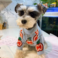 HKM-2635965 Stylish Cotton Sweater for Small Dogs and Cats - Blue Apple Design, Sizes XS to XL