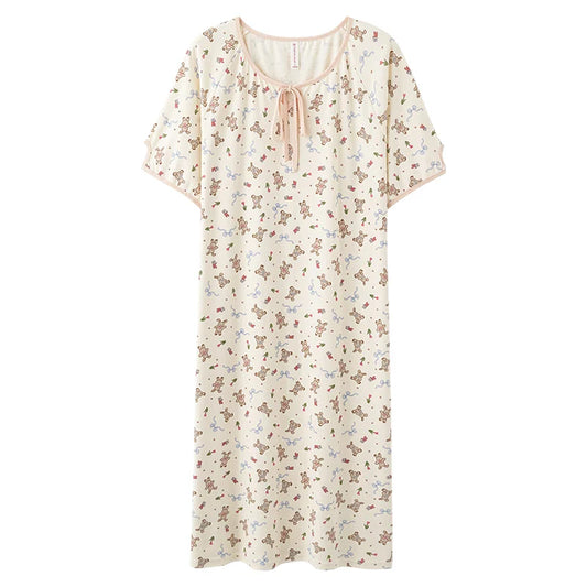 HKM-263635 New Coral Velvet Floral Nightgown Women Princess Style Loose Long Skirt Cute Girls Homewear