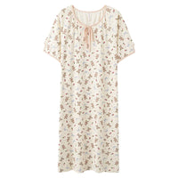 HKM-263635 New Coral Velvet Floral Nightgown Women Princess Style Loose Long Skirt Cute Girls Homewear