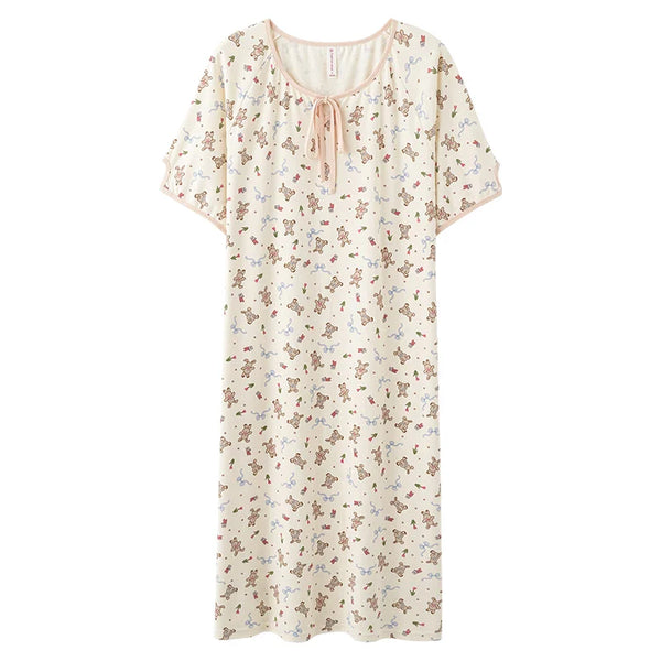 HKM-263635 New Coral Velvet Floral Nightgown Women Princess Style Loose Long Skirt Cute Girls Homewear