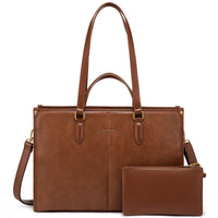 HKM-263635 Stylish Ladies PU Leather Laptop Tote Bag with Clutch Purse - Versatile Work Bag for Office Use