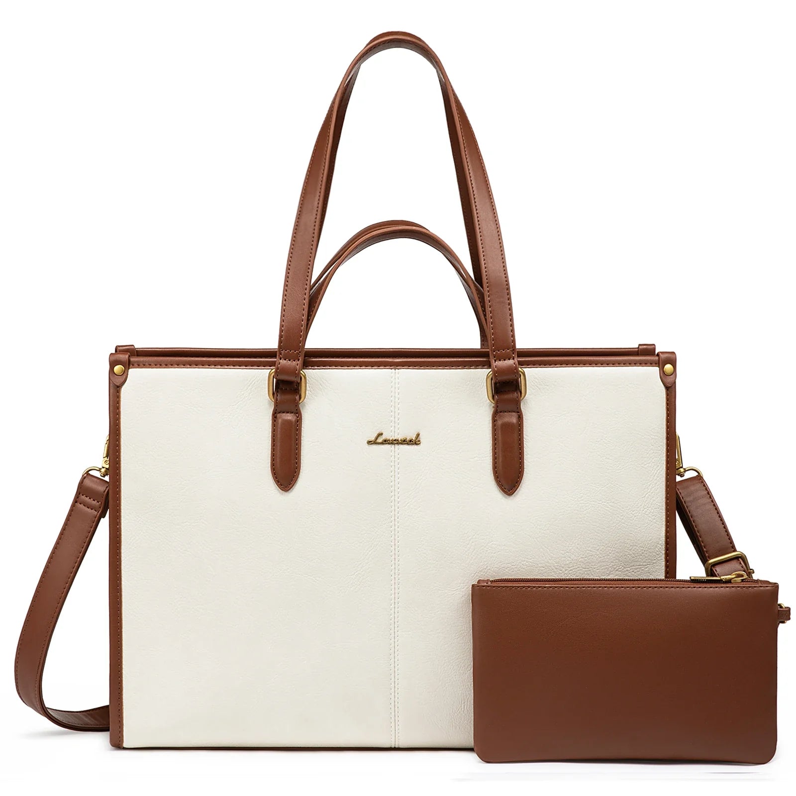 HKM-263635 Stylish Ladies PU Leather Laptop Tote Bag with Clutch Purse - Versatile Work Bag for Office Use