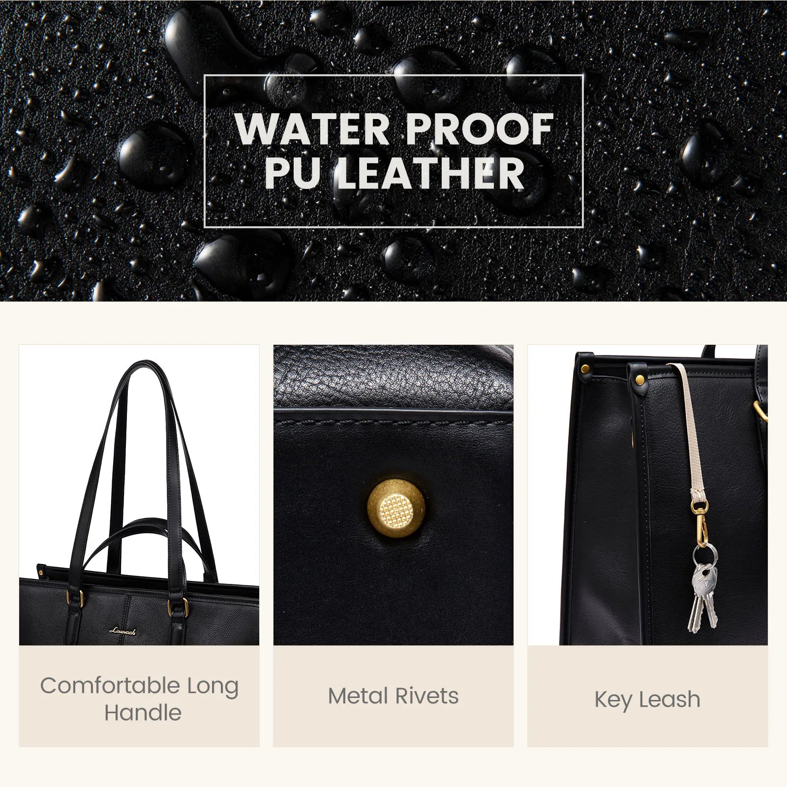 HKM-263635 Stylish Ladies PU Leather Laptop Tote Bag with Clutch Purse - Versatile Work Bag for Office Use