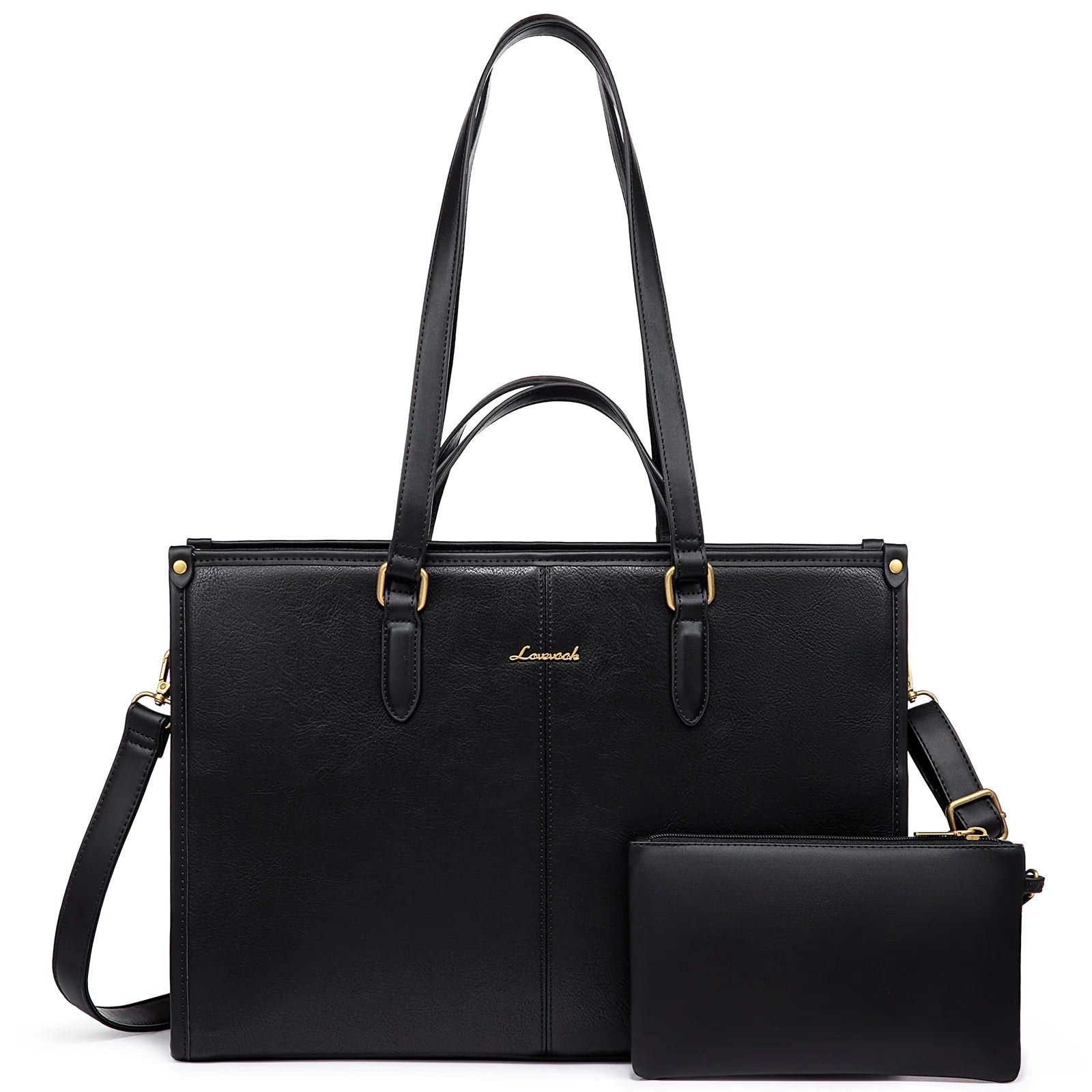 HKM-263635 Stylish Ladies PU Leather Laptop Tote Bag with Clutch Purse - Versatile Work Bag for Office Use