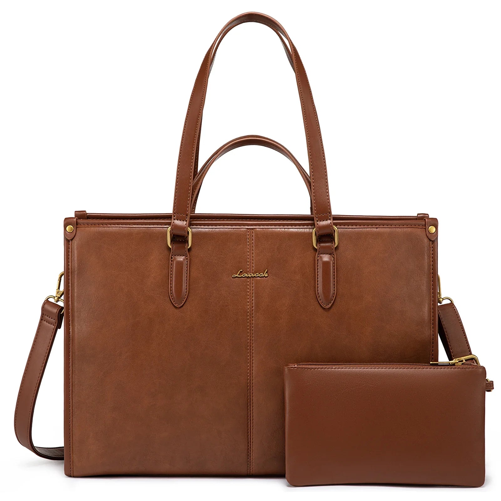 HKM-263635 Stylish Ladies PU Leather Laptop Tote Bag with Clutch Purse - Versatile Work Bag for Office Use