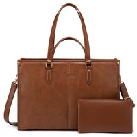 HKM-263635 Stylish Ladies PU Leather Laptop Tote Bag with Clutch Purse - Versatile Work Bag for Office Use
