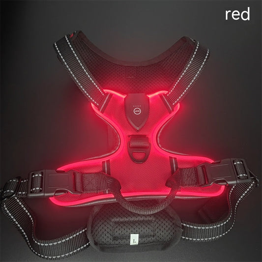 HKM-2637245 Adjustable LED Pet Vest for Night Walking - Bright Colors for Dogs and Cats, Breathable Cotton Material