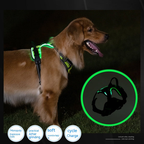 HKM-2637245 Adjustable LED Pet Vest for Night Walking - Bright Colors for Dogs and Cats, Breathable Cotton Material