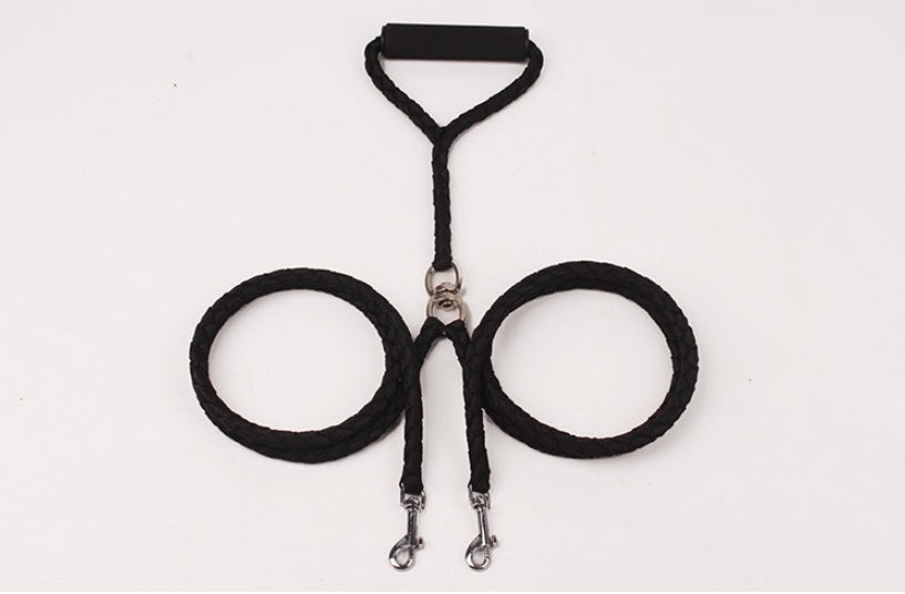 HKM-2637757 Durable Hand-Knitted Double-Ended Dog Leash with Padded Handle for Outdoor Use