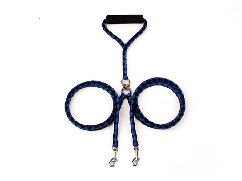 HKM-2637757 Durable Hand-Knitted Double-Ended Dog Leash with Padded Handle for Outdoor Use