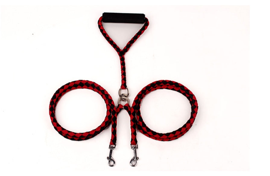 HKM-2637757 Durable Hand-Knitted Double-Ended Dog Leash with Padded Handle for Outdoor Use