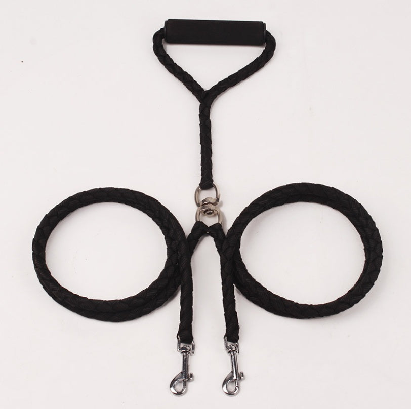 HKM-2637757 Durable Hand-Knitted Double-Ended Dog Leash with Padded Handle for Outdoor Use