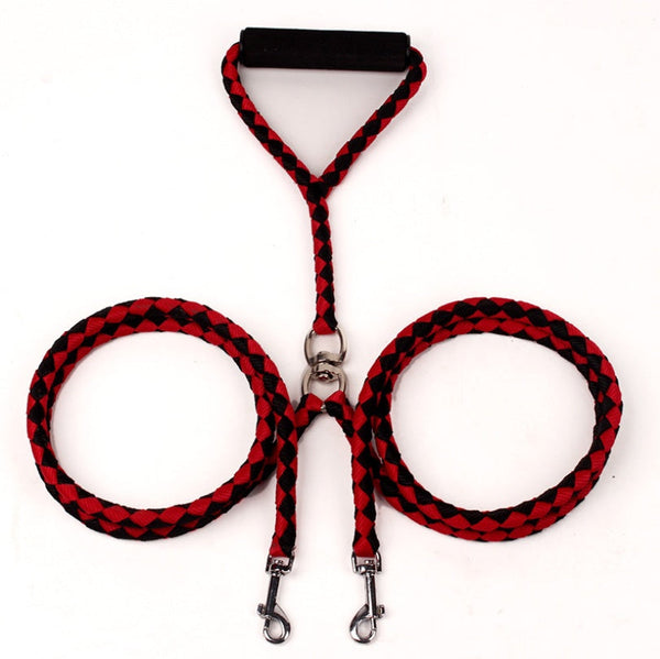 HKM-2637757 Durable Hand-Knitted Double-Ended Dog Leash with Padded Handle for Outdoor Use