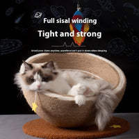 HKM-2638013 Large Cat Scratching Basin Nest made of Starlight Sisal with Flannel and Hemp Rope