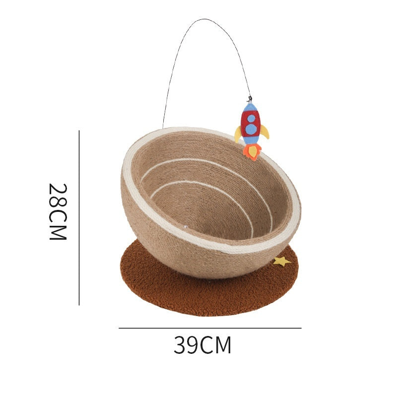HKM-2638013 Large Cat Scratching Basin Nest made of Starlight Sisal with Flannel and Hemp Rope