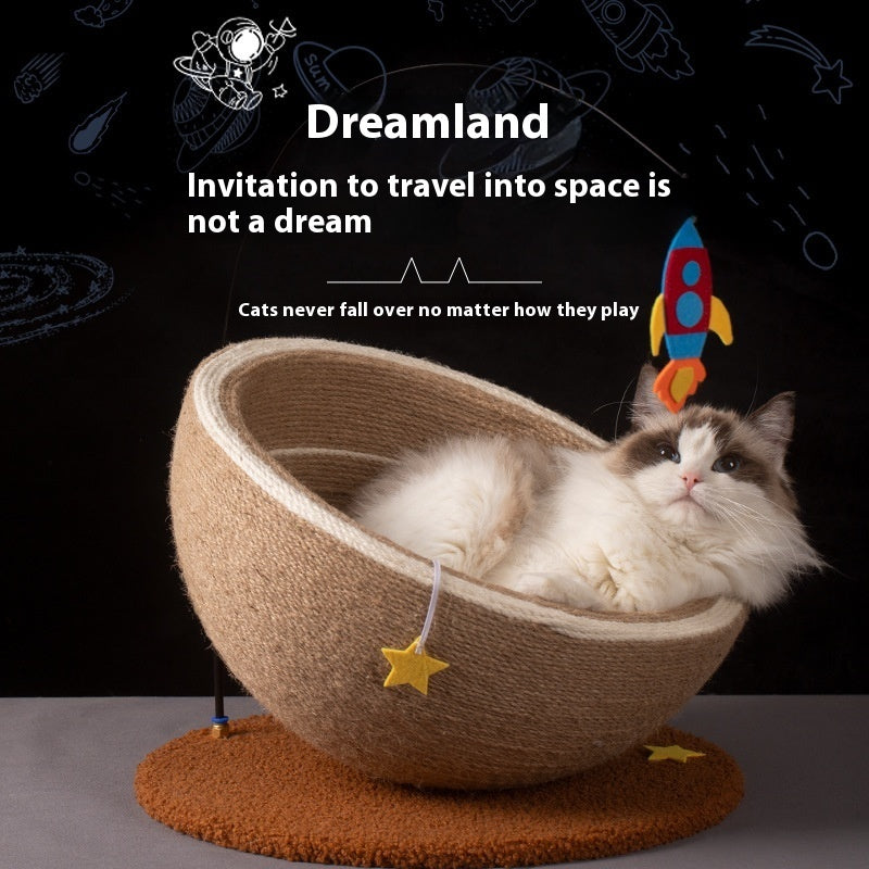 HKM-2638013 Large Cat Scratching Basin Nest made of Starlight Sisal with Flannel and Hemp Rope