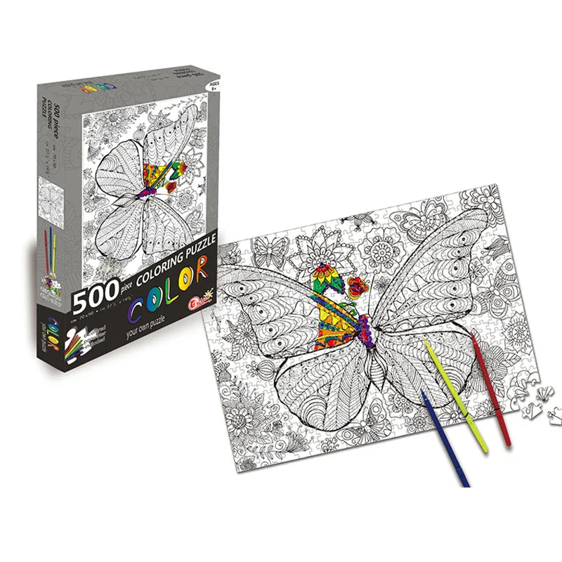 HKM-263827 500pcs Blank Jigsaw Puzzle for DIY Painting - Educational Toy for Ages 8+
