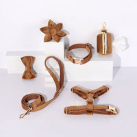 HKM-2639421 Classic Soft Velvet Pet Collar and Traction Rope Set with Bow Tie and Toilet Bag