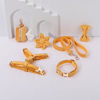 HKM-2639421 Classic Soft Velvet Pet Collar and Traction Rope Set with Bow Tie and Toilet Bag