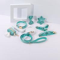 HKM-2639421 Classic Soft Velvet Pet Collar and Traction Rope Set with Bow Tie and Toilet Bag