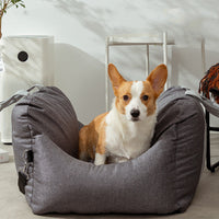 HKM-2640189 Multifunctional Car Kennel Seat Cushion for Pets Up to 10kg, Available in Gray and Brown