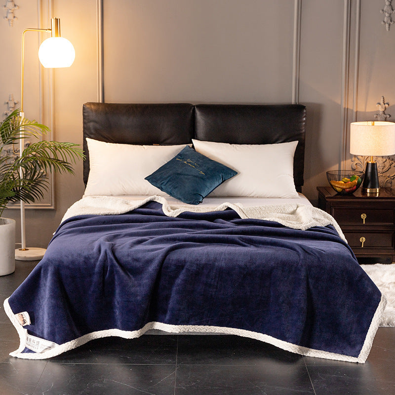 HKM-264019 Double Coral Fleece Blanket - Thick, Soft Polyester Material for Comfort and Warmth
