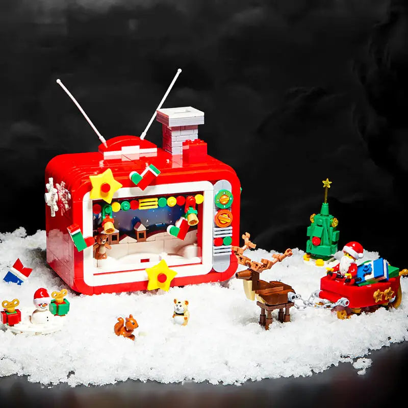 HKM-264083 Christmas TV Train Building Block Set for Kids - Educational Construction Toy for Ages 0-14+