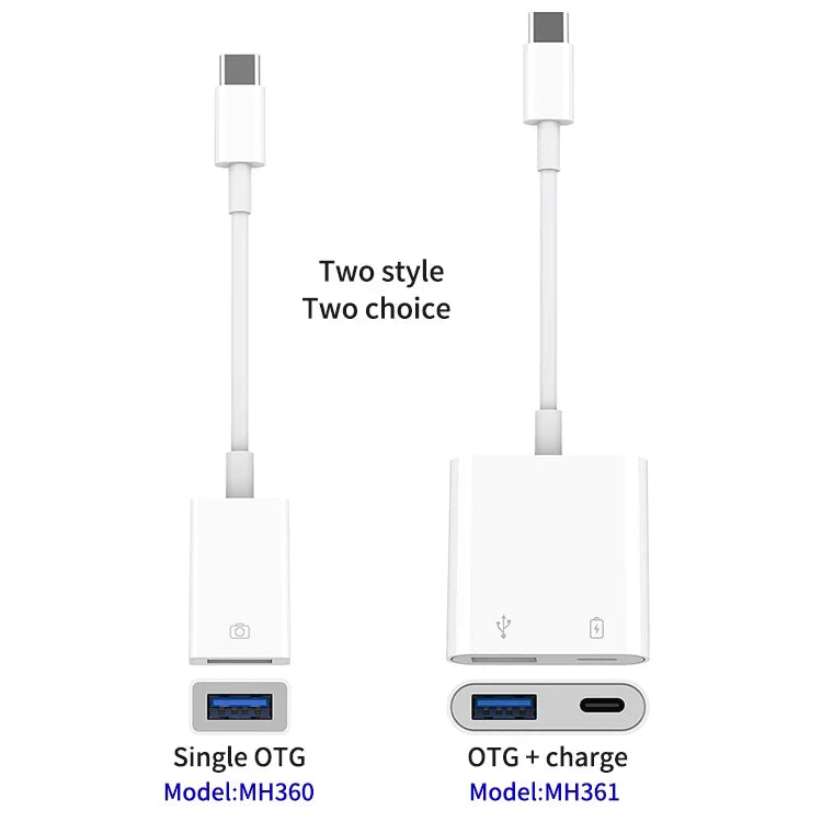 HKM-264147 2 in 1 USB C OTG Adapter with 18W PD/QC Charging Splitter for iPad and Android Devices