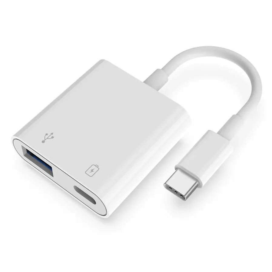 HKM-264147 2 in 1 USB C OTG Adapter with 18W PD/QC Charging Splitter for iPad and Android Devices