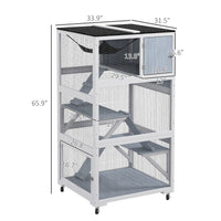 HKM-2641981 Gray Outdoor Cat Enclosure on Wheels with Hammock and Ramps for Cats up to 12 lbs