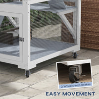 HKM-2641981 Gray Outdoor Cat Enclosure on Wheels with Hammock and Ramps for Cats up to 12 lbs