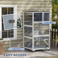 HKM-2641981 Gray Outdoor Cat Enclosure on Wheels with Hammock and Ramps for Cats up to 12 lbs