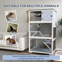 HKM-2641981 Gray Outdoor Cat Enclosure on Wheels with Hammock and Ramps for Cats up to 12 lbs