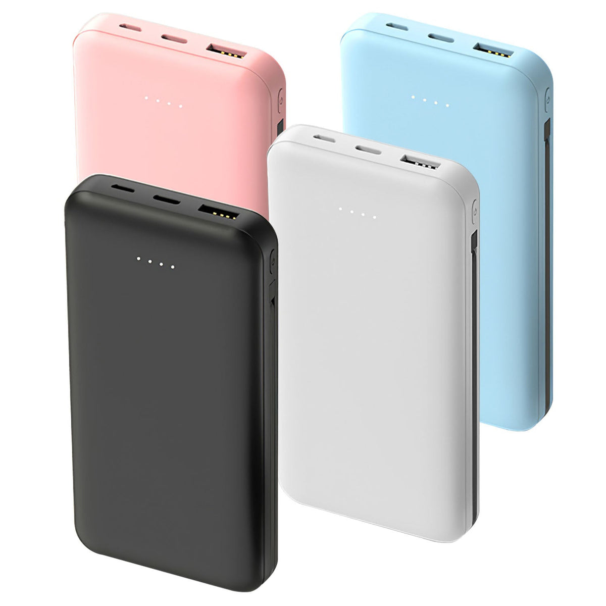 HKM-264275 10000mAh Portable Power Bank with Dual USB-C and LT Cable for Fast Charging All Smartphones and Tablets