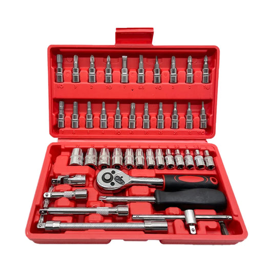 HKM-264275 46-in-1 Mechanic Socket Wrench Tool Set for Car, Motorcycle, and Bicycle Repair