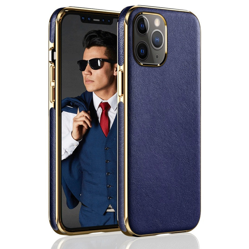 HKM-264339 Electroplating Protective Case for iPhone 12 Pro Mini - Soft PU Leather with Full Body Protection