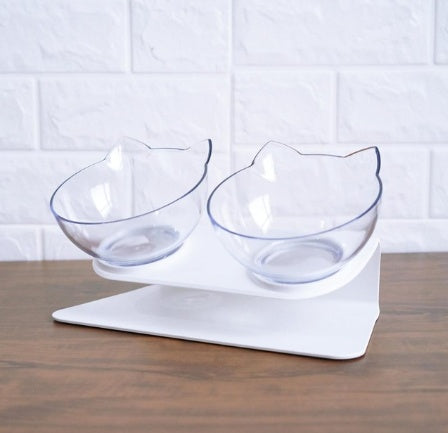 HKM-2643901 Transparent Cat Bowl with Inclined Design for Easy Eating and Comfort