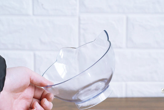 HKM-2643901 Transparent Cat Bowl with Inclined Design for Easy Eating and Comfort