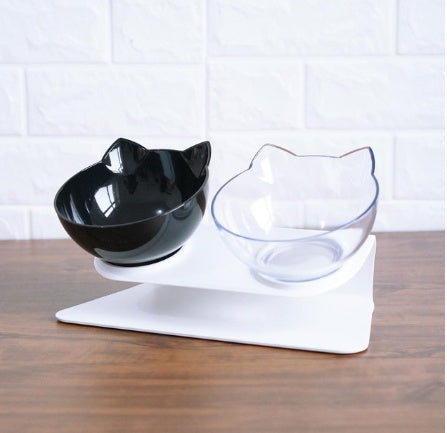 HKM-2643901 Transparent Cat Bowl with Inclined Design for Easy Eating and Comfort