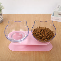HKM-2643901 Transparent Cat Bowl with Inclined Design for Easy Eating and Comfort