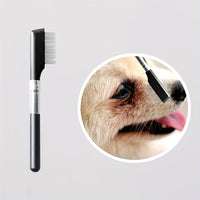 HKM-2645181 Pet-Friendly Eye Grooming Brush with Soft Tear Stain Remover and Ambidextrous Design for Dogs and Cats